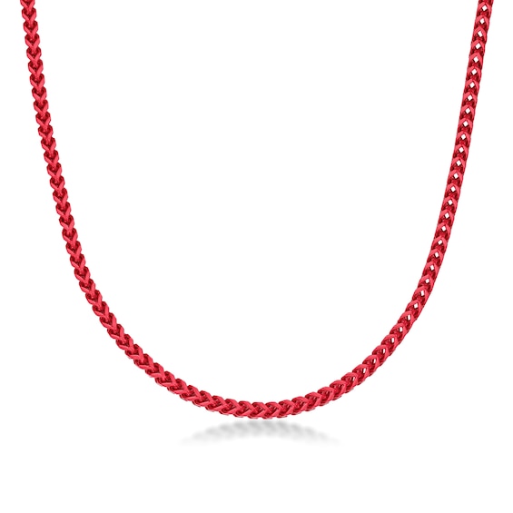 Men's 5.0mm Franco Chain Necklace in Solid Stainless Steel with Red Acrylic - 26"