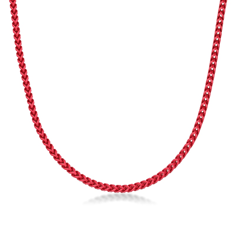 Main Image 1 of Men's 5.0mm Franco Chain Necklace in Solid Stainless Steel  with Red Acrylic - 26"