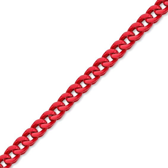 Men's 5.0mm Franco Chain Necklace in Solid Stainless Steel with Red Acrylic - 26"