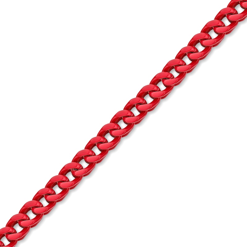 Main Image 2 of Men's 5.0mm Franco Chain Necklace in Solid Stainless Steel  with Red Acrylic - 26"