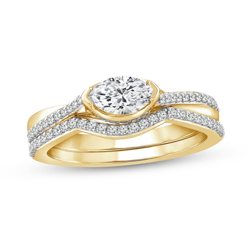 Main Image 1 of 3/4 CT. T.W. Marquise Diamond Sideways Bridal Set in 10K Gold