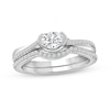 Thumbnail Image 1 of 3/4 CT. T.W. Oval Diamond Sideways Bridal Set in 10K White Gold