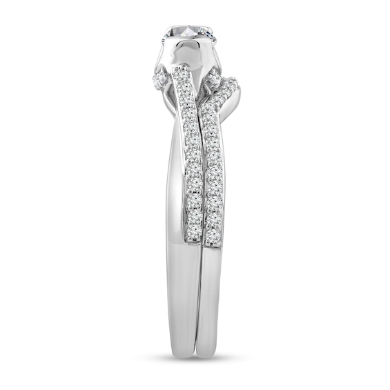 3/4 CT. T.w. Oval Diamond Sideways Bridal Set in 10K White Gold