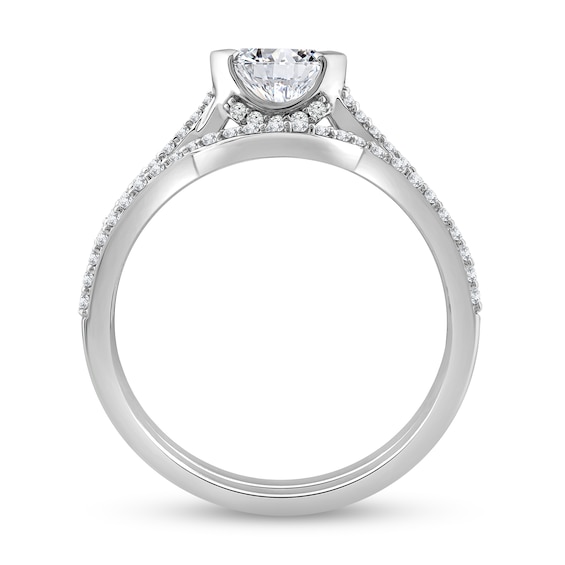 3/4 CT. T.w. Oval Diamond Sideways Bridal Set in 10K White Gold