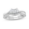Thumbnail Image 1 of 3/4 CT. T.W. Emerald-Cut Diamond Sideways Bridal Set in 10K White Gold