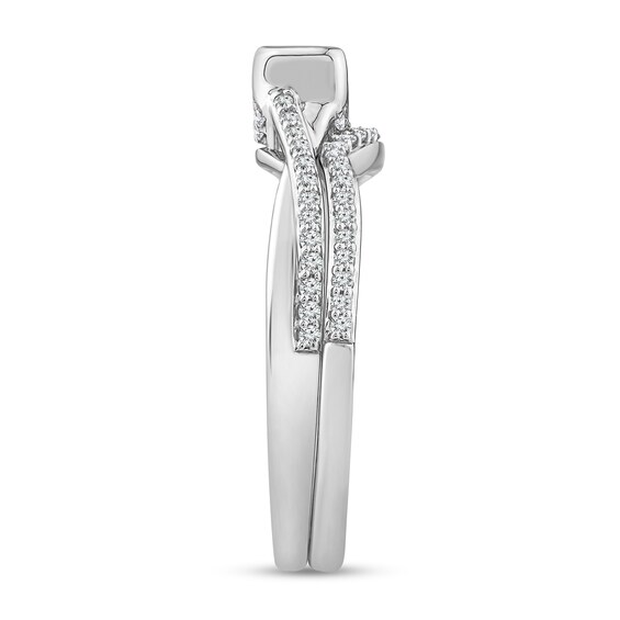 3/4 CT. T.w. Emerald-Cut Diamond Sideways Bridal Set in 10K White Gold