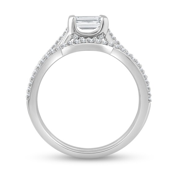 3/4 CT. T.w. Emerald-Cut Diamond Sideways Bridal Set in 10K White Gold