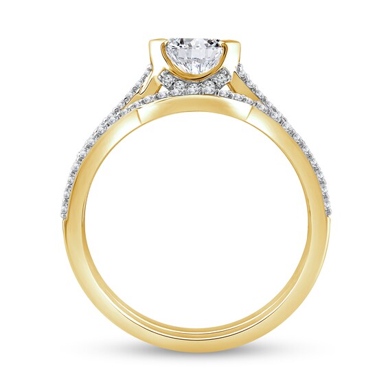 3/4 CT. T.w. Oval Diamond Sideways Bridal Set in 10K Gold