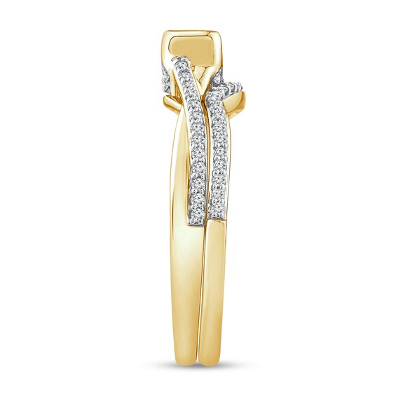 3/4 CT. T.w. Emerald-Cut Diamond Sideways Bridal Set in 10K Gold