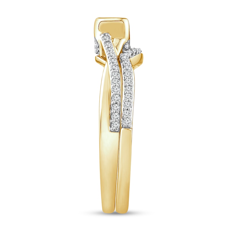 Main Image 2 of 3/4 CT. T.W. Emerald-Cut Diamond Sideways Bridal Set in 10K Gold