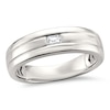 Thumbnail Image 1 of 1/8 CT. Baguette Diamond Solitaire Grooved Band in 14K White Gold