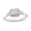 Thumbnail Image 1 of 5/8 CT. T.W. Emerald-Cut Diamond Sideways Frame Tri-Sides Ring in 10K White Gold