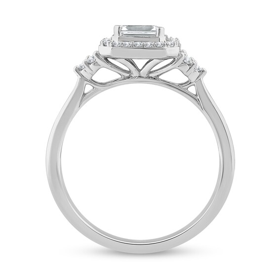 5/8 CT. T.w. Emerald-Cut Diamond Sideways Frame Tri-Sides Ring in 10K White Gold