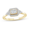 Thumbnail Image 1 of 5/8 CT. T.W. Emerald-Cut Diamond Sideways Frame Tri-Sides Ring in 10K Gold