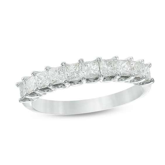 1 CT. T.w. Princess-Cut Diamond High Profile Ten Stone Ring in 14K White Gold