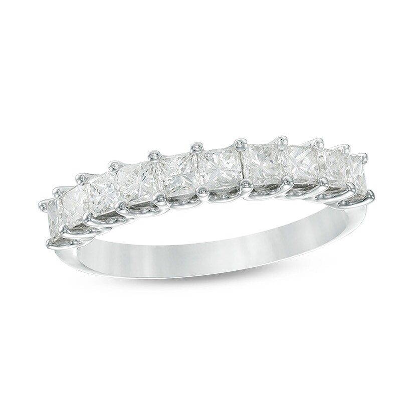 Main Image 1 of 1 CT. T.W. Princess-Cut Diamond High Profile Ten Stone Ring in 14K White Gold