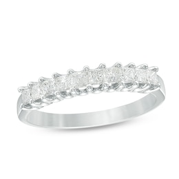 1/2 CT. T.W. Princess-Cut Diamond High Profile Ten Stone Ring in 14K White Gold