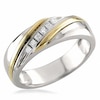 Thumbnail Image 0 of Men's 1/5 CT. T.W. Square-Cut Diamond Slant Band in 14K Two-Tone Gold