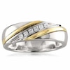 Thumbnail Image 1 of Men's 1/5 CT. T.W. Square-Cut Diamond Slant Band in 14K Two-Tone Gold