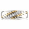 Thumbnail Image 2 of Men's 1/5 CT. T.W. Square-Cut Diamond Slant Band in 14K Two-Tone Gold