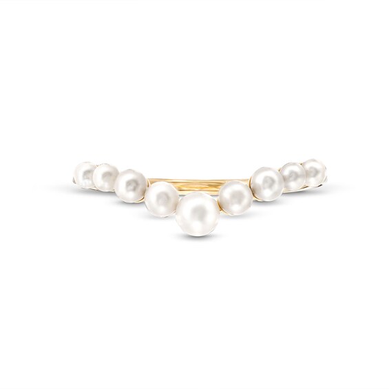 Graduating Freshwater Cultured Pearl Chevron Ring in 10K Gold