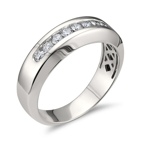 1/2 CT. T.w. Diamond Eight Stone Channel Band in 14K White Gold