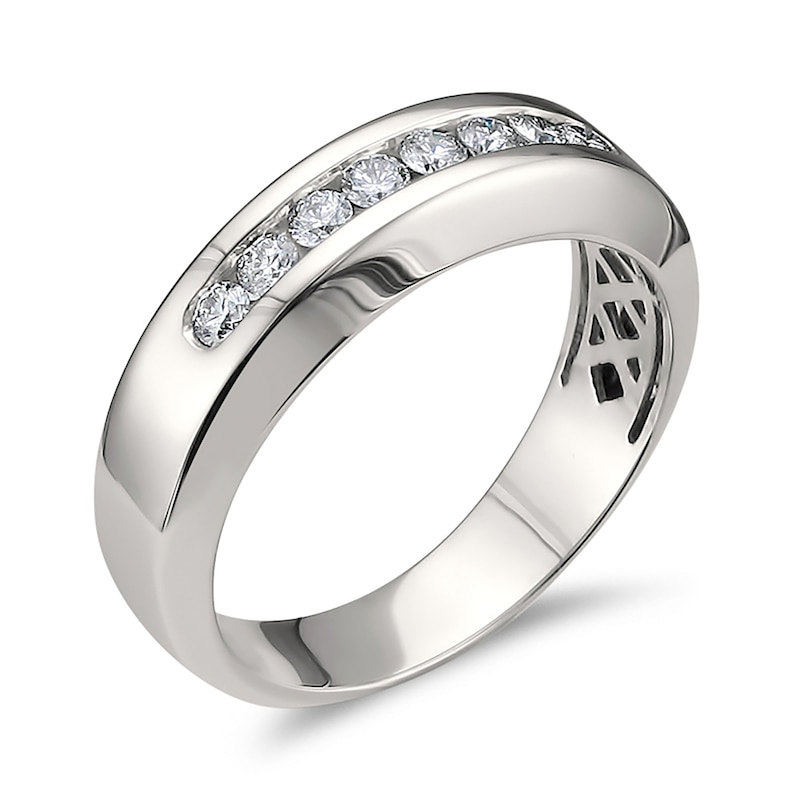 Men's 1/2 CT. T.W. Diamond Eight Stone Channel Band in 14K White Gold