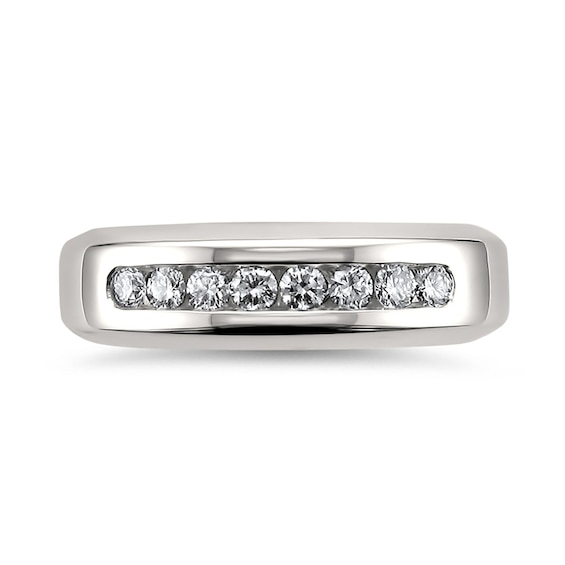 1/2 CT. T.w. Diamond Eight Stone Channel Band in 14K White Gold