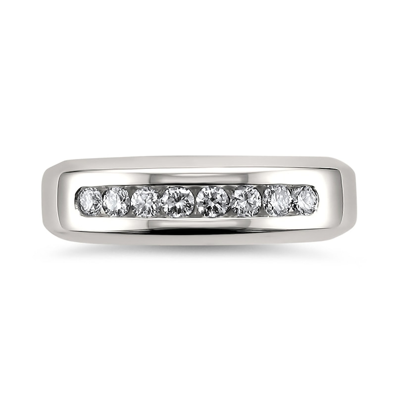 Men's 1/2 CT. T.W. Diamond Eight Stone Channel Band in 14K White Gold