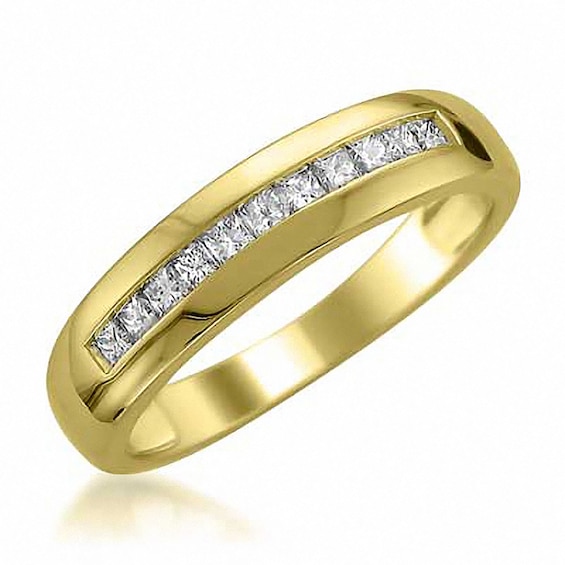 Men's 1/2 CT. T.w. Square-Cut Diamond Channel Band in 14K Gold