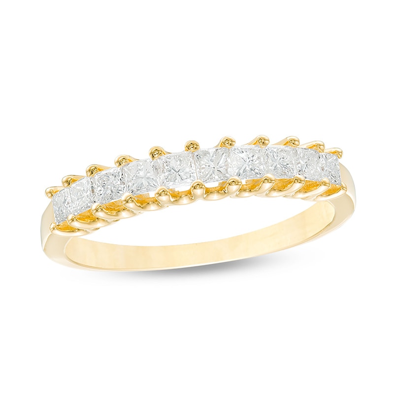 Main Image 1 of 1/2 CT. T.W. Princess-Cut Diamond High Profile Ten Stone Ring in 14K Gold