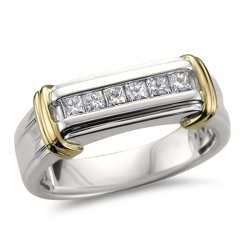 Main Image 1 of Men's 1/2 CT. T.W. Diamond Collar Ring in 14K Two-Tone Gold