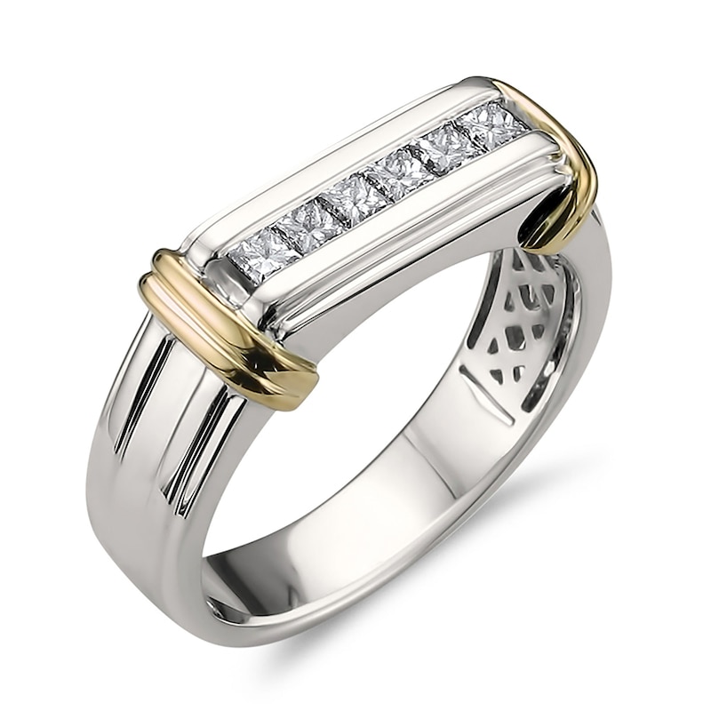 Main Image 2 of Men's 1/2 CT. T.W. Diamond Collar Ring in 14K Two-Tone Gold