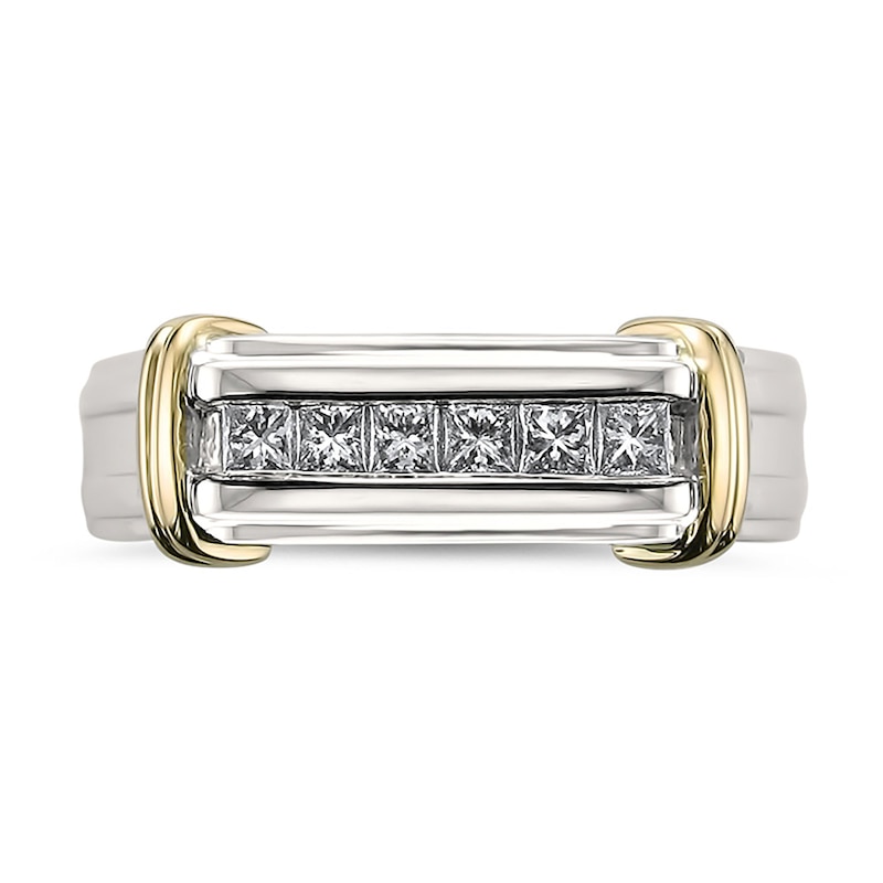Main Image 3 of Men's 1/2 CT. T.W. Diamond Collar Ring in 14K Two-Tone Gold