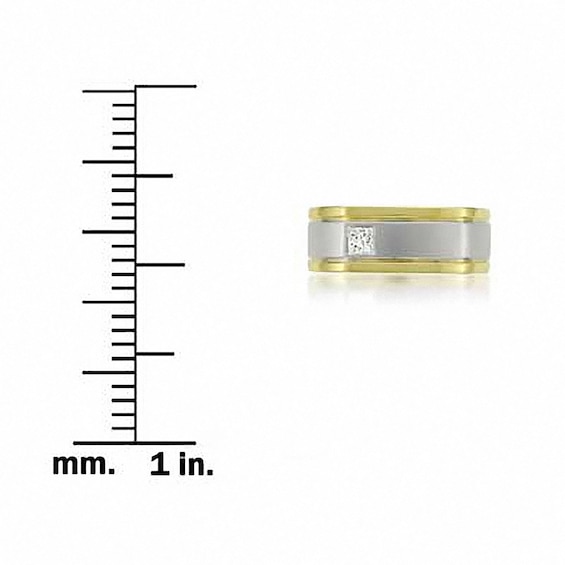 1/5 CT. Square-Cut Diamond Offset Solitaire Band in 14K Two-Tone Gold