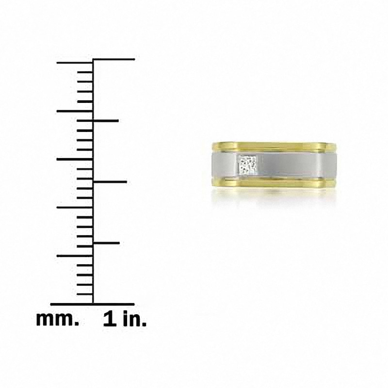 Main Image 4 of 1/5 CT. Square-Cut Diamond Offset Solitaire Band in 14K Two-Tone Gold
