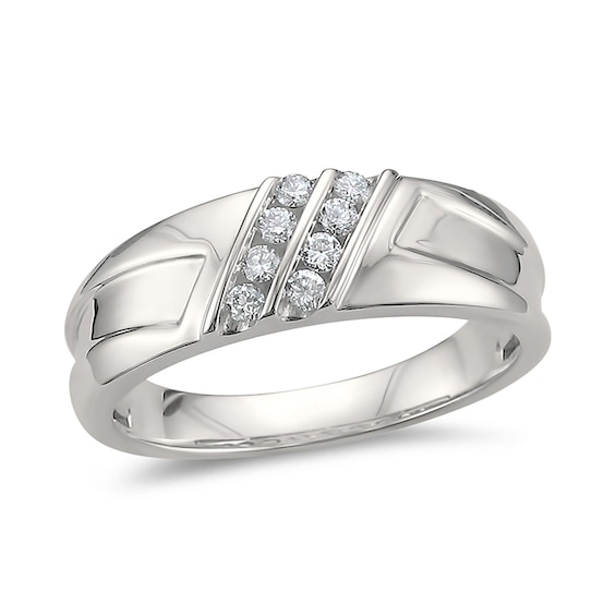 1/4 CT. T.w. Diamond Textured Band in 14K White Gold