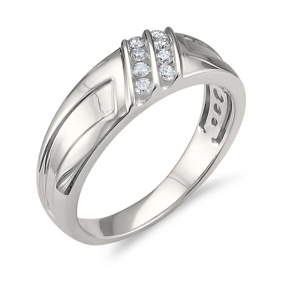 1/4 CT. T.w. Diamond Textured Band in 14K White Gold