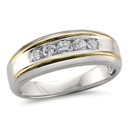 1/2 CT. T.W. Diamond Five Stone Band in 14K Two-Tone Gold