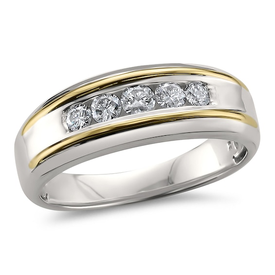 Men's 1/2 CT. T.w. Diamond Five Stone Band in 14K Two-Tone Gold