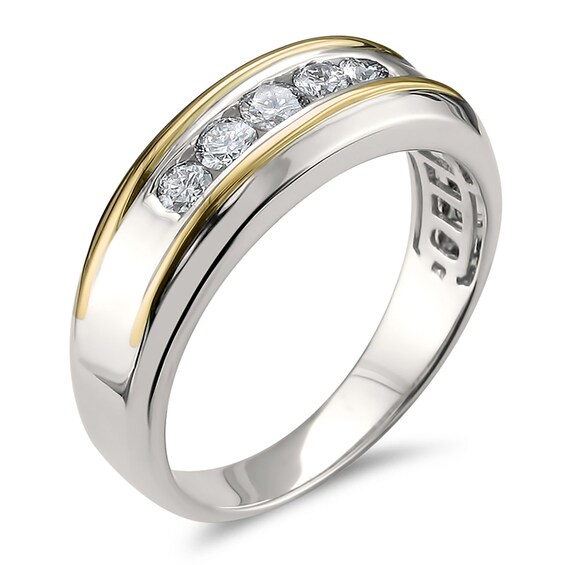1/2 CT. T.w. Diamond Five Stone Band in 14K Two-Tone Gold