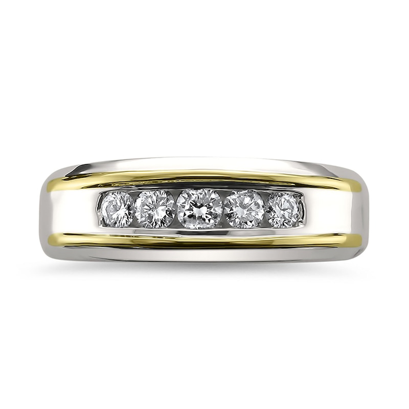 Main Image 3 of 1/2 CT. T.W. Diamond Five Stone Band in 14K Two-Tone Gold