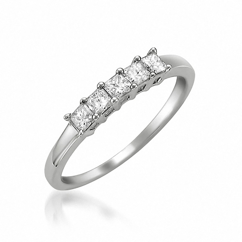 Main Image 1 of 1/2 CT. T.W. Princess-Cut Diamond High Profile Five Stone Ring in 14K White Gold