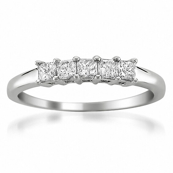 1/2 CT. T.w. Princess-Cut Diamond High Profile Five Stone Ring in 14K White Gold