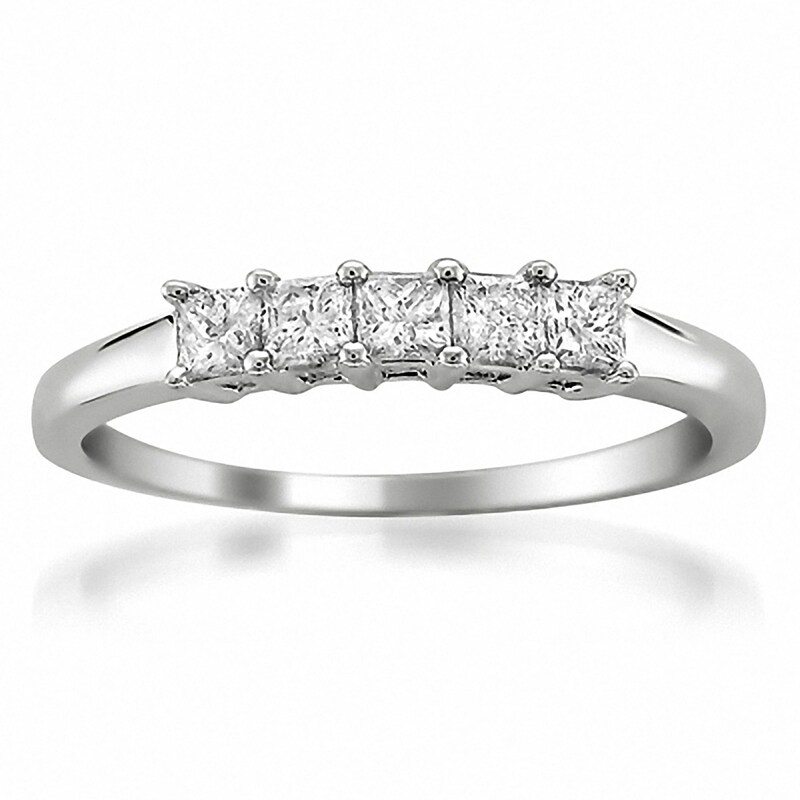 Main Image 2 of 1/2 CT. T.W. Princess-Cut Diamond High Profile Five Stone Ring in 14K White Gold