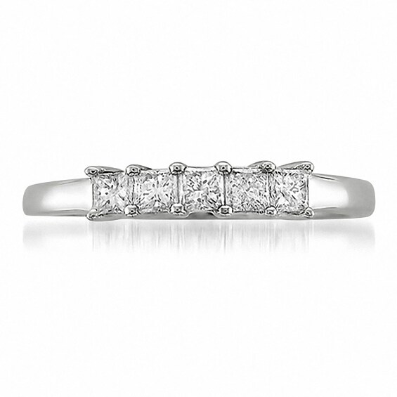 1/2 CT. T.w. Princess-Cut Diamond High Profile Five Stone Ring in 14K White Gold