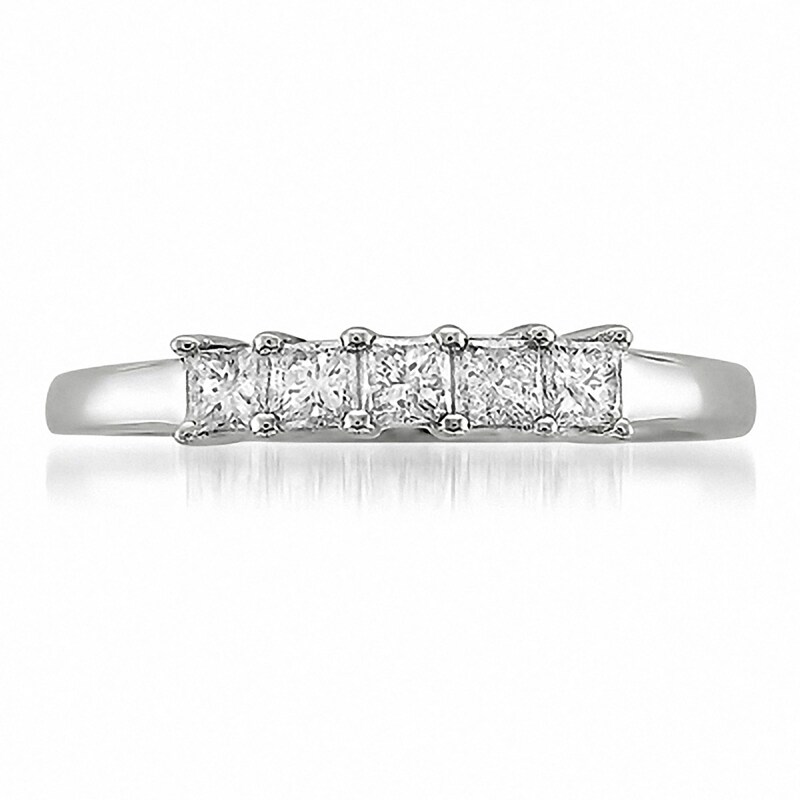 Main Image 3 of 1/2 CT. T.W. Princess-Cut Diamond High Profile Five Stone Ring in 14K White Gold