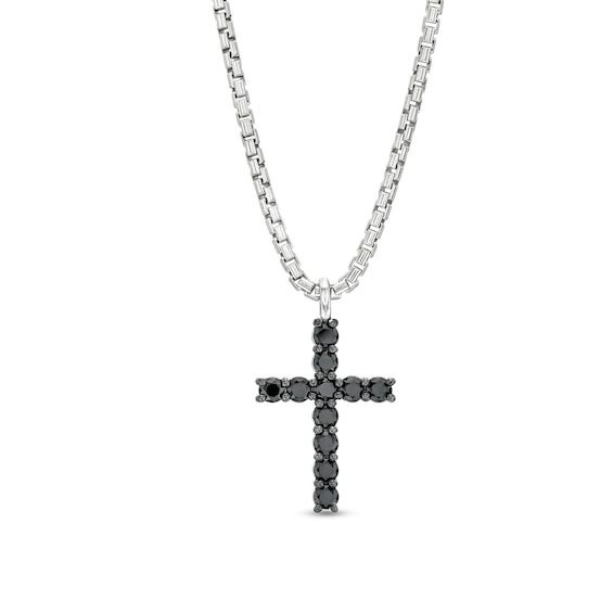 Vera Wang Men 1-1/2 CT. T.w. Black Diamond Cross Pendant in Sterling Silver