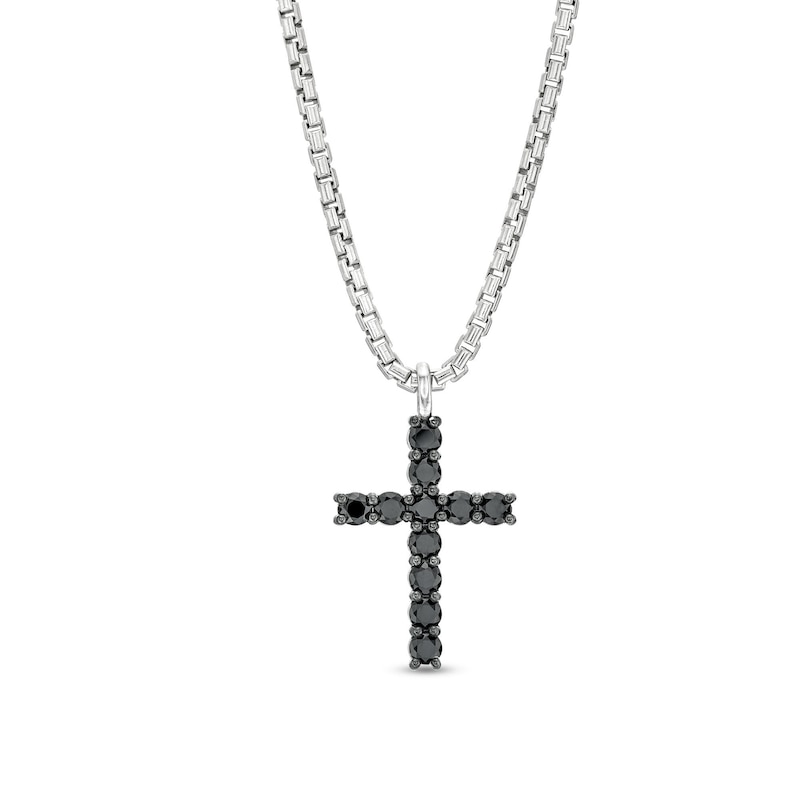 Main Image 1 of Vera Wang Men 1-1/2 CT. T.W. Black Diamond Cross Pendant in Sterling Silver