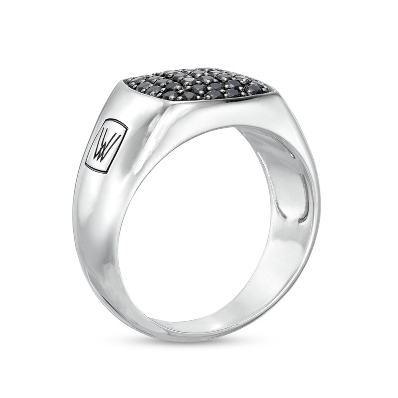 Main Image 3 of Vera Wang Men 7/8 CT. T.W. Cushion Black Multi-Diamond Signet Ring in Sterling Silver with Black Rhodium